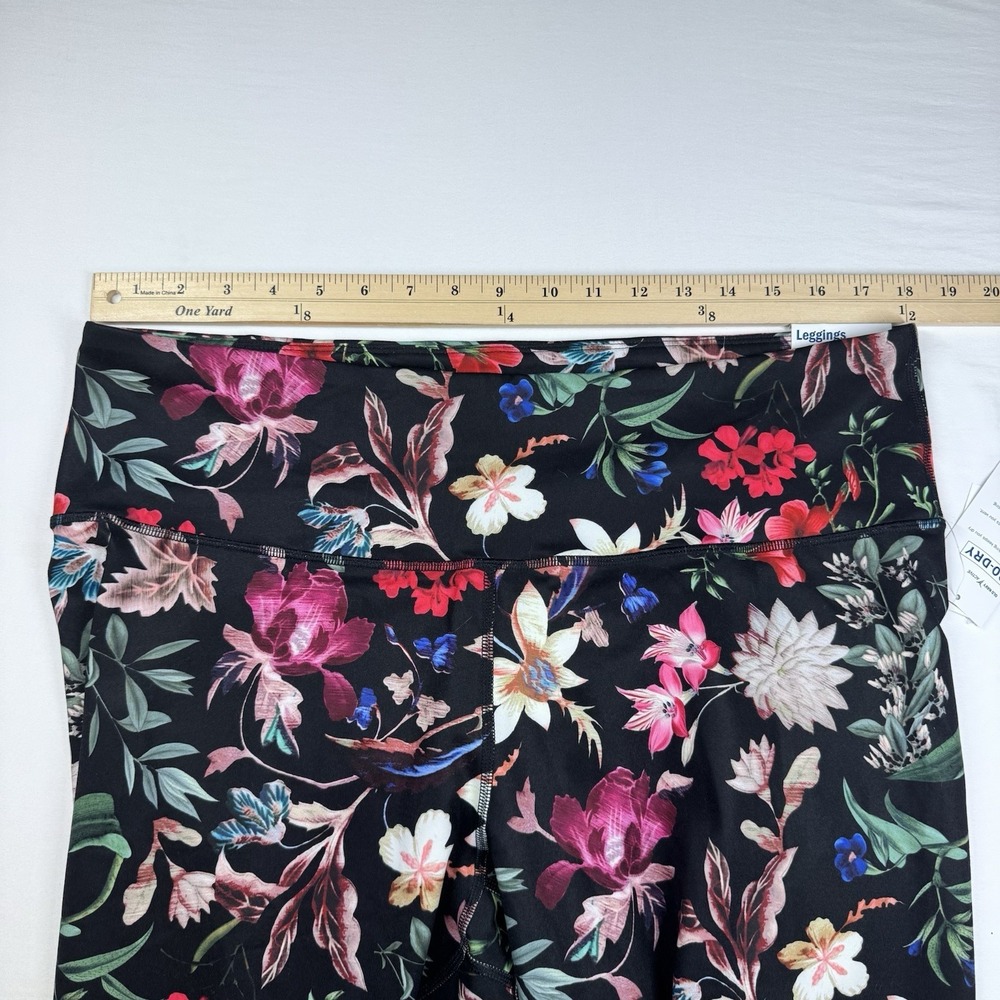 Old‎ Navy Active Go Dry NEW Floral Leggings Sz XXL High Waist Yoga Black Pink - Picture 6 of 10